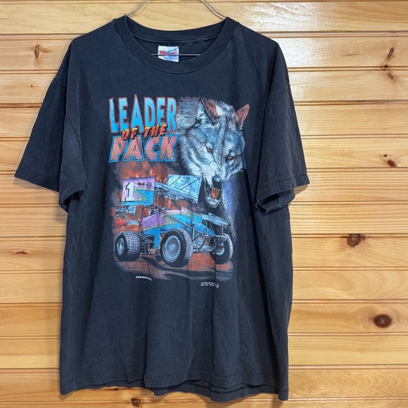 Hanes 1993 Leader of the Pack World of Outlaws Black Graphic T-Shirt Large - Picture 1 of 5